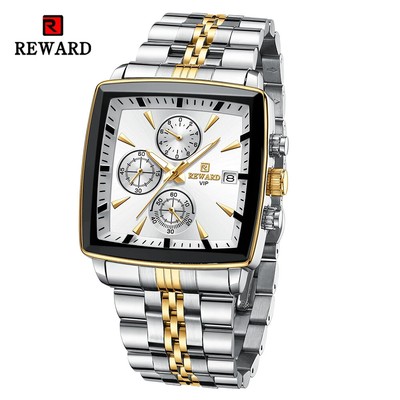 REWARD Men's Watch Waterproof Luminous Quartz steel Chronograph Multifunction
