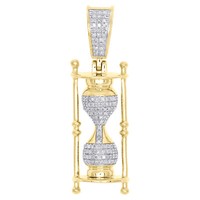 "10K Gelbgold Diamant Sanduhr AnhäNger 1.45 \" Pflastern Charm 0.29 Karat"