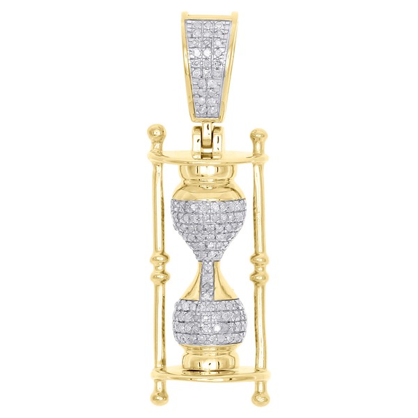 "10K Gelbgold Diamant Sanduhr AnhäNger 1.45 \" Pflastern Charm 0.29 Karat"-image