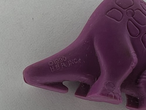 Vintage 1990 Pebbles Cereal Flintstones Dinosaur Figure Purple Triceratops toy - Picture 3 of 3