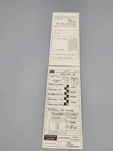 1961 Pennsylvania Railroad Burlington Route, Zephyrs, Tickets Coupon, Pas Check - Picture 6 of 8
