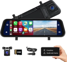 9.66" Car Stereo Wireless Apple Carplay Android Auto GPS Radio front Rear Camera