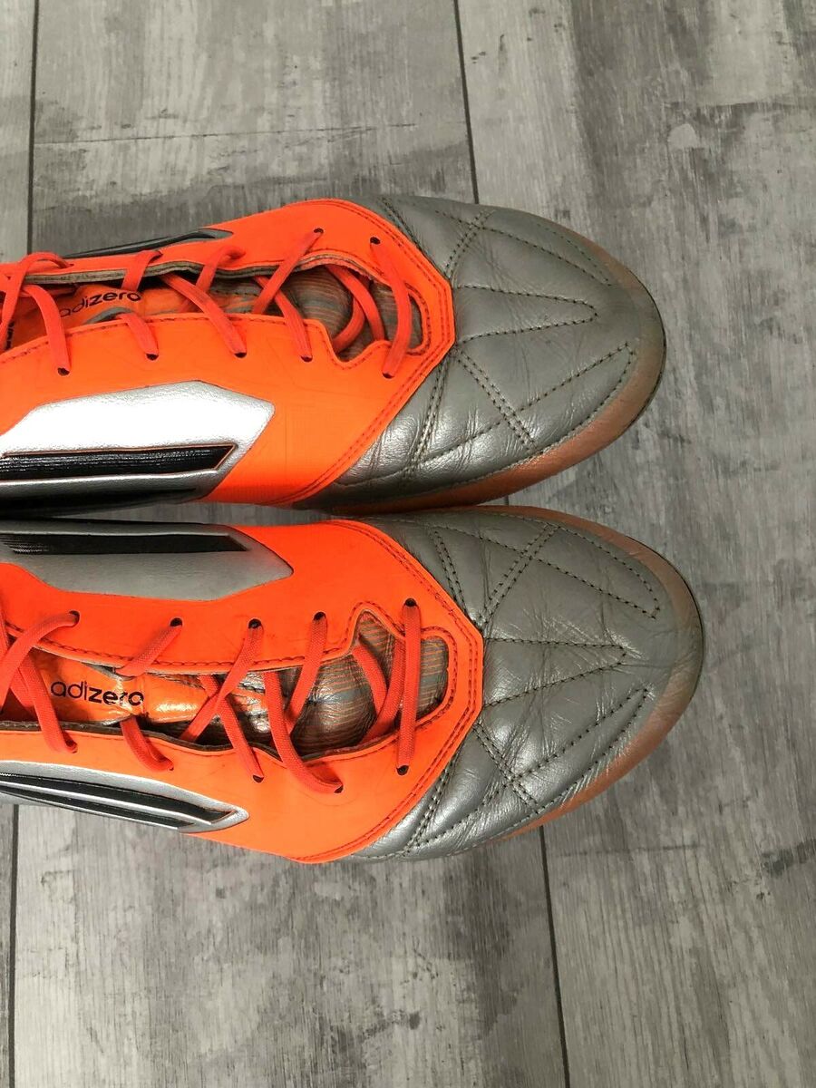Adidas F50 Adizero FG Orange Silver Leather Football Cleats Adidas F50 Adizero FG Orange Silver Leather Football Cleats