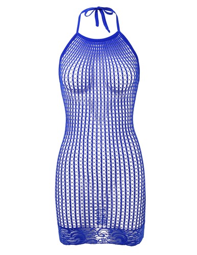 Womens Sexy Hollow Out Mini Dress Fishnet See Through Bodycon Lingerie Club-wear - Picture 77 of 139