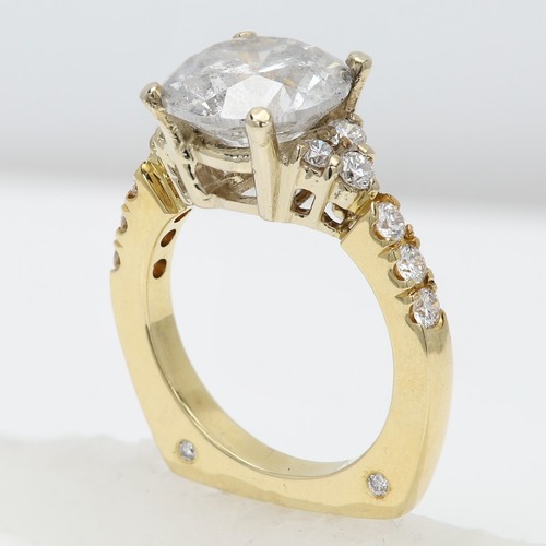 Anillo de compromiso grande de diamantes de 18 k anillo de diamantes naturales de 4,07 quilates