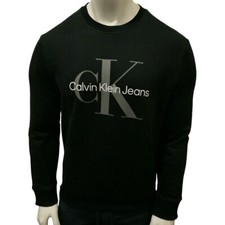 MSRP 65.99 NWT CALVIN KLEIN MEN'S BLACK CREW NECK LONG SLEEVE SWEATSHIRT SIZE L