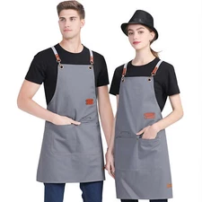 Adjustable Bib Apron Water Oil Stain Resistant Cooking Kitchen Apron with Pocket