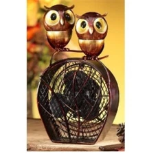 Metal Owl Theme Fan Desktkop Magnet Heads Electric Circulating 12" Deco Breeze
