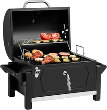 Royal Gourmet Portable Charcoal Grill Tabletop Side Handle Outdoor BBQ Cooker