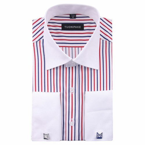 Mens Dress Shirts The White Collar Luxury Slim Fit French Cuff Formal Shirts Top - Picture 5 of 14