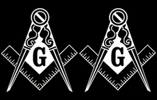 Masonic Square & Compass Two 5" White Vinyl Decals Car Window Laptop Tablet