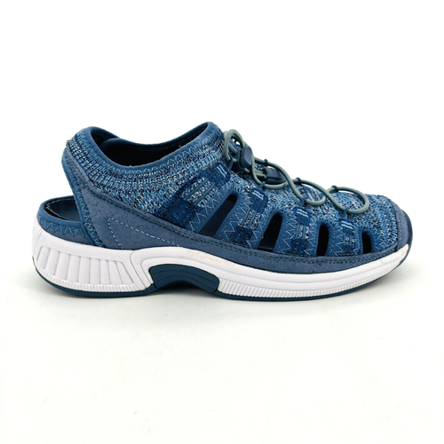 Damen-Sandalen 6,5 breit Orthofeet Laguna blau orthopädisch Strick geschlossene Zehe 806
