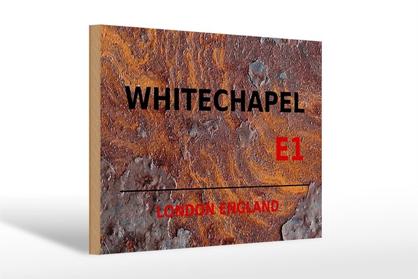 Holzschild London 30X20Cm England Whitechapel E1 Holz Deko Schild Wooden Sign-image