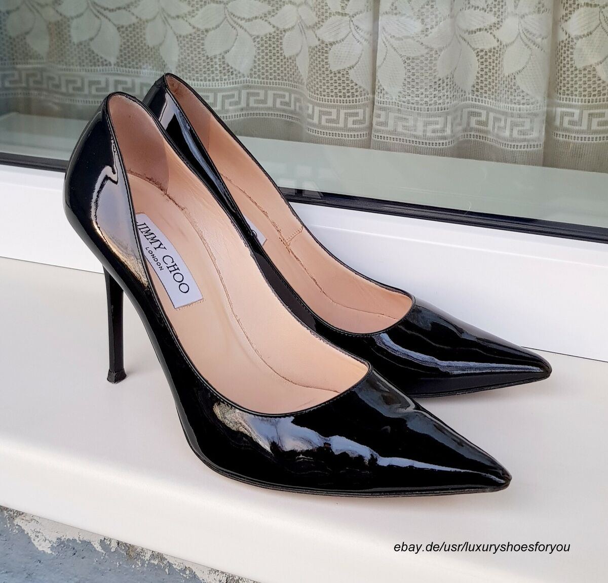 JIMMY CHOO ABEL Black Patent Leather Heels gr. 38 | eBay JIMMY CHOO ABEL Black Patent Leather Heels gr. 38 | eBay
