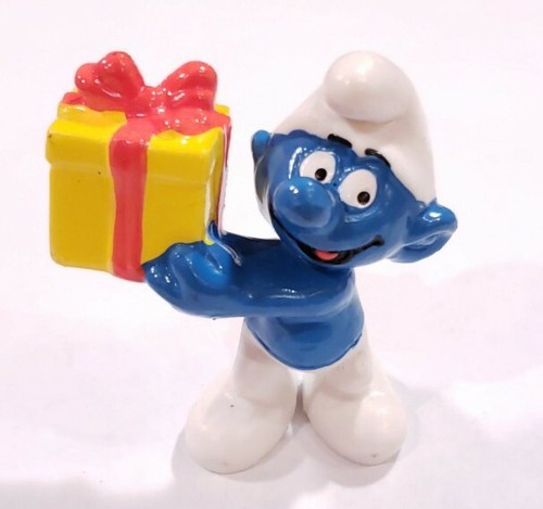 Smurfs Jokey Smurf McDonalds Gift Yellow Present Figure Vintage 1996