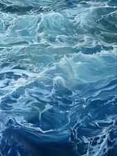 Wave Dancing Ocean Lazur Original Oil Painting On Canvas