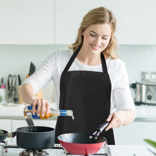 10Pcs Adjustable Black Apron Bib with Waterproof Design for Kitchen Use - Picture 10 of 12