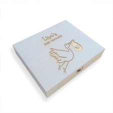 Wooden Engraved Personalised Baby Birthday/baby Shower Box,Unpainted 29x25x9cm