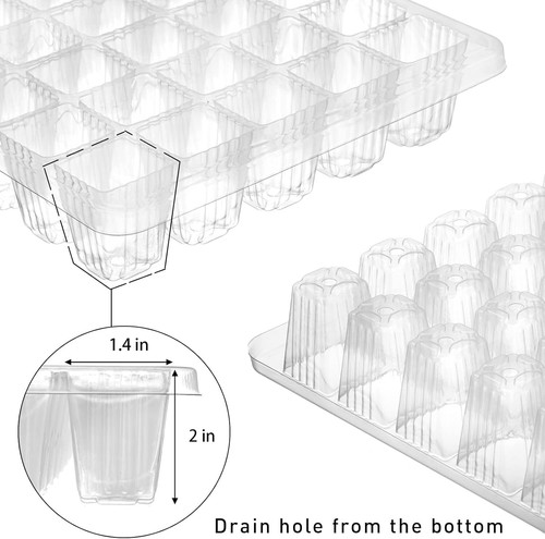 6 Pack Seed Starter Tray with Adjustable Humidity Dome, Seed Starter Kit 240 Cel - Picture 4 of 9