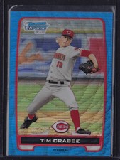 2012 BOWMAN CHROME PROSPECTS BLUE WAVE REFRACTOR TIM CRABBE #BCP42 REDS