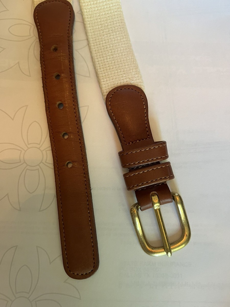 Coach Linen Leather Narrow Mens Surcingle Belt White SZ 37