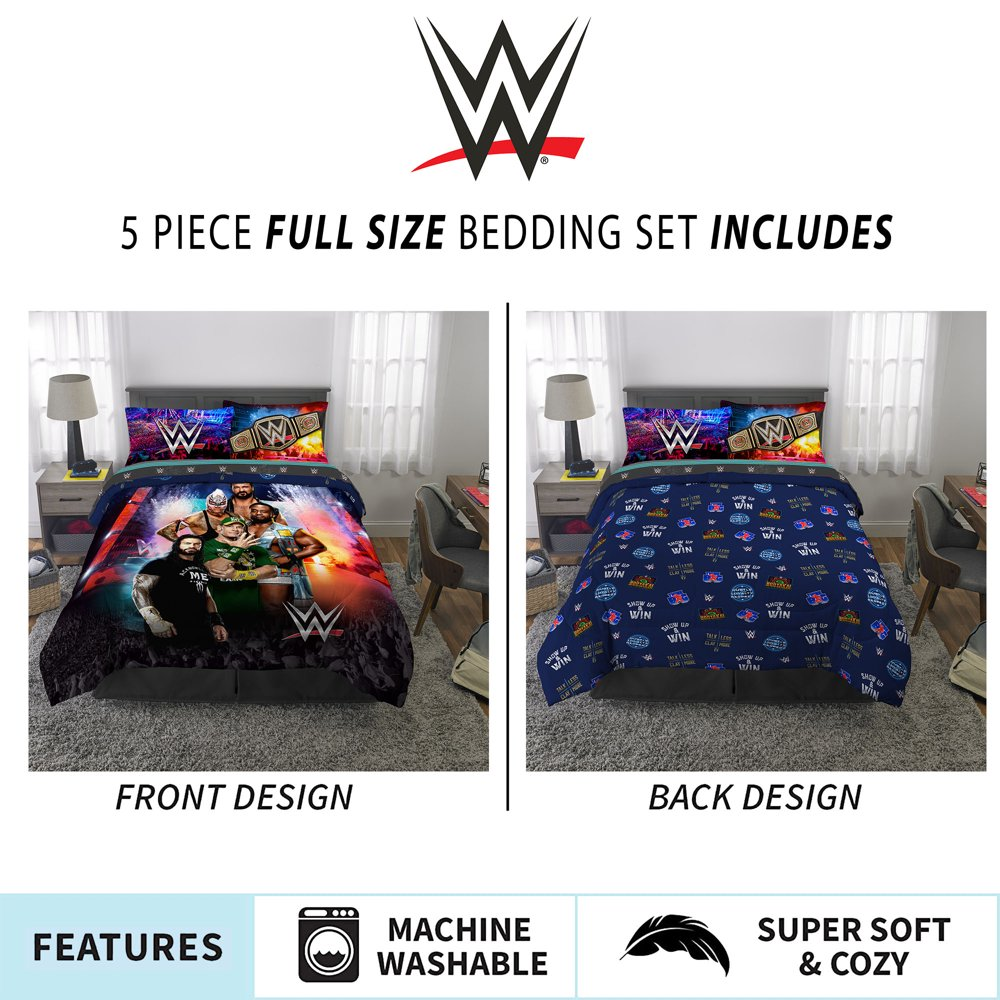 WWE Bed in a Bag Full Size 5Pieces Bedding Set Comforter and Sheets