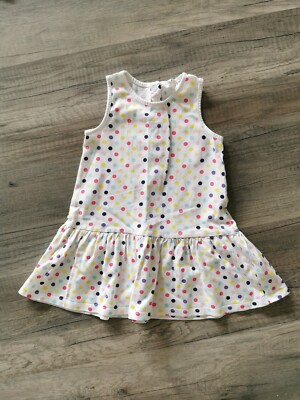 H&M Kleid - Gr. 92 - weiß - gepunktet - ärmellos