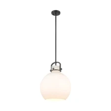 Innovations Newton Sphere 1-Lt 14" Stem Pendant, MB/MWG - 410-1SL-BK-G410-14WH