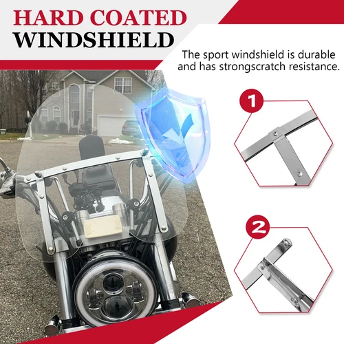 For Yamaha V Star 1100 650 Premium Windshield 18"x16" Clear 7/8'' 1'' Handlebar - Picture 15 of 15