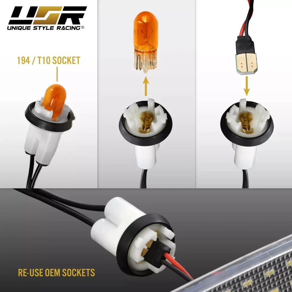 Clear Side Marker Light w/ Red & Amber LED 4pc Set For 89-94 Nissan 240SX S13 — 第 4/4 张图片