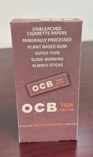 OCB Virgin Single Wide Unbleached Cigarette Paper -Full Box-24 Pack Papers