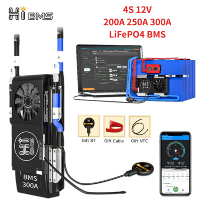 Smart BMS 4S 12V 200A 250A 300A LiFePo4 Common Port w/Balance + Bluetooth Module