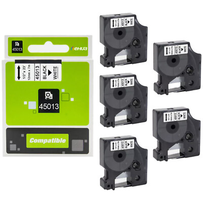 5x Schriftband Dymo D1 12mm 45013 Schwarz auf Weiß für LabelManager 160 280 420P