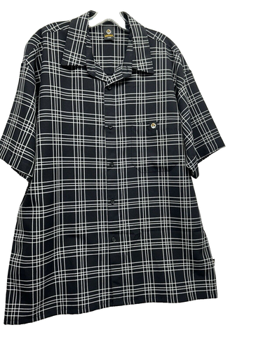 Lowrider Shirt Mens Large Button Up Black Plaid Pocket Cholo Homies (F4)