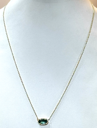 Kendra Scott London blaues Glas Dezember 14k Gelbgold über Messing Halskette - Bild 1 von 6