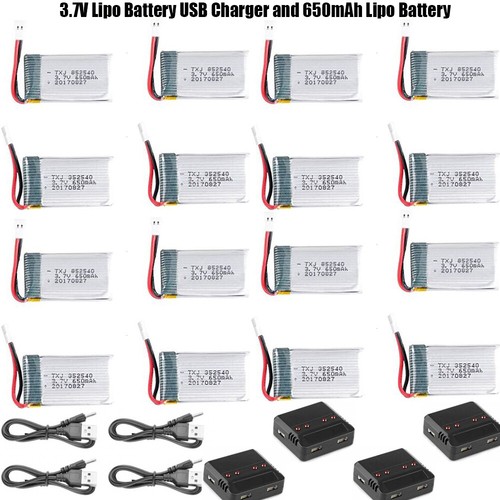 Batterie LiPo 3.7V 1S 650mAh 25C MX2.0-2P prise pour X5 RC Mini Hélicoptère Drone UK - Photo 3/41