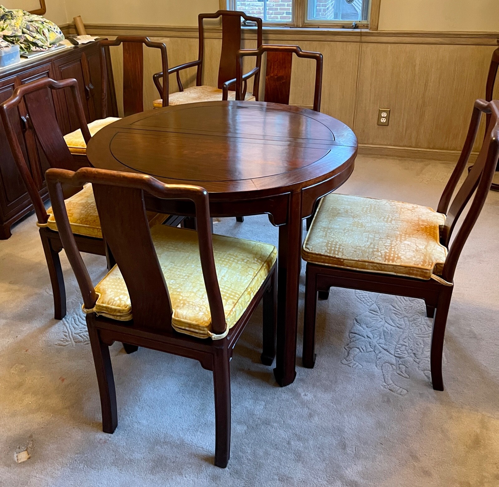 Chinese Rosewood Dining Table Set with Extender Pads Local Pickup