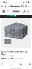 VonHaus Square Fire Pit Cover Grey