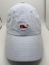 Vineyard Vines Hat Strap Back Light Blue Red Whale Embroidered DISTRESSED