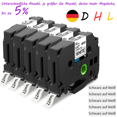 5x Schriftband TZe-231 12mm für Brother P-Touch PT-H100LB E100 H105 1000 1010