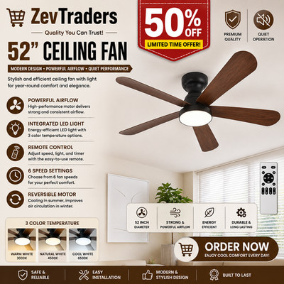 42'' Große LED Deckenventilatoren mit Licht Smart Fan Licht 6 Geschwindigkeiten Doppelseitige Flügel