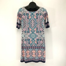 Eliza J Geometric Floral Print Shift Dress Women's Size 2 Stretch Career Office