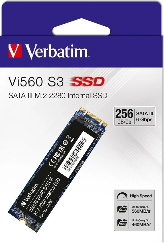 Verbatim Vi560 S3 256GB SSD Interno M.2 2280 SATA III Hard Disk Stato Solido PC