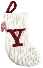 NWT Wondershop Mini Stocking "Y" Sweater Knit White with Red Christmas Ornament