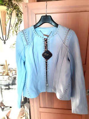 BRIAN RENNIE Lammnappa-Lederjacke, hellblau, Gr. 36, UVP 649,-