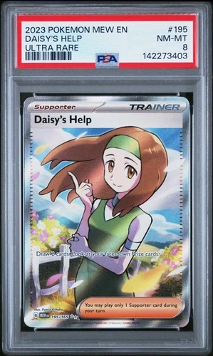 2023 POKEMON MEW EN-151 ULTRA RARE #195 DAISY'S HELP PSA 8