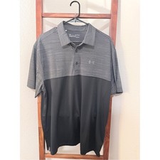 Under Armour Performance Polo Mens XL Gray Black Loose Fit Heatgear