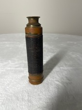 Vintage Brass Pocket Telescope Black Leather Handle Spyglass Spotting