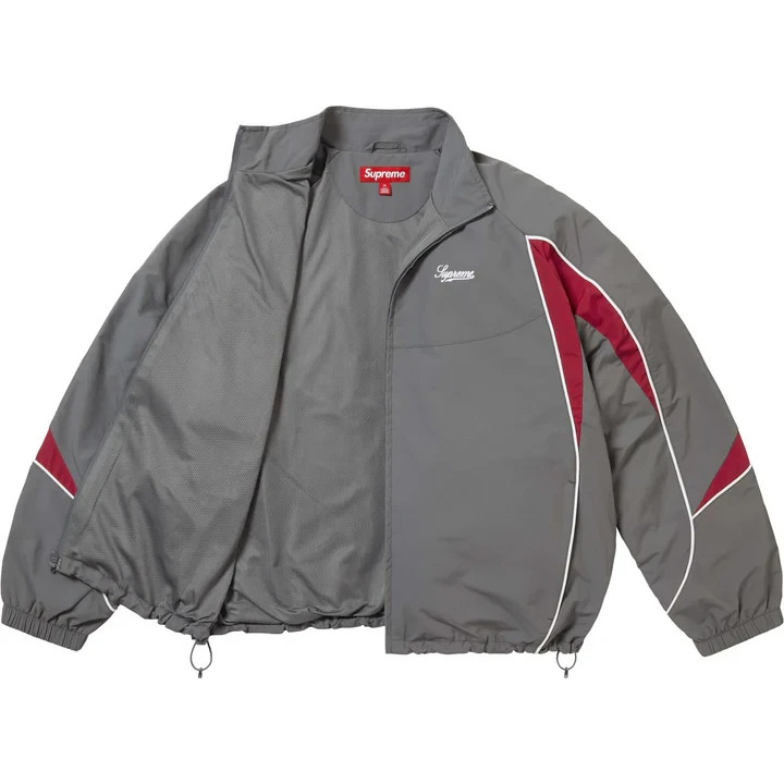 Supreme Contrast Piping Track Jacket Grey | eBay