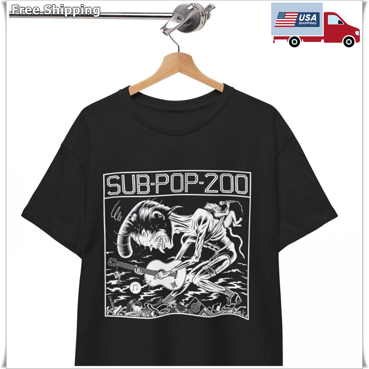 HOT sub-pop-200 Shirt as worn by kurt cobain, worn by Kurt Cobain